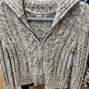 Banana Republic Women's Cable Knit Cardigan - Gray and Cream
